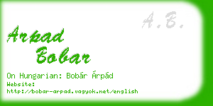 arpad bobar business card