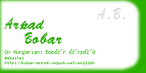 arpad bobar business card